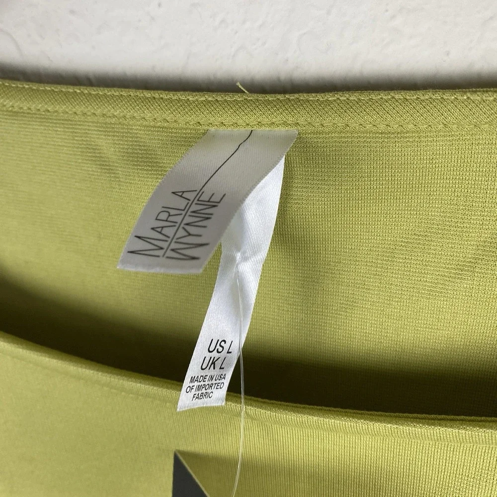 Marla Wynne L Shift Dress Green Pockets Boat Neck Minimalist Artsy Knee Length - Picture 4 of 6